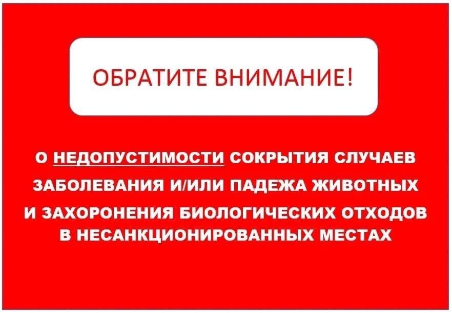 О недопустимости сокрытия случаев заболевания и/или падежа животных и захоронения биологических отходов в несанкционированных местах